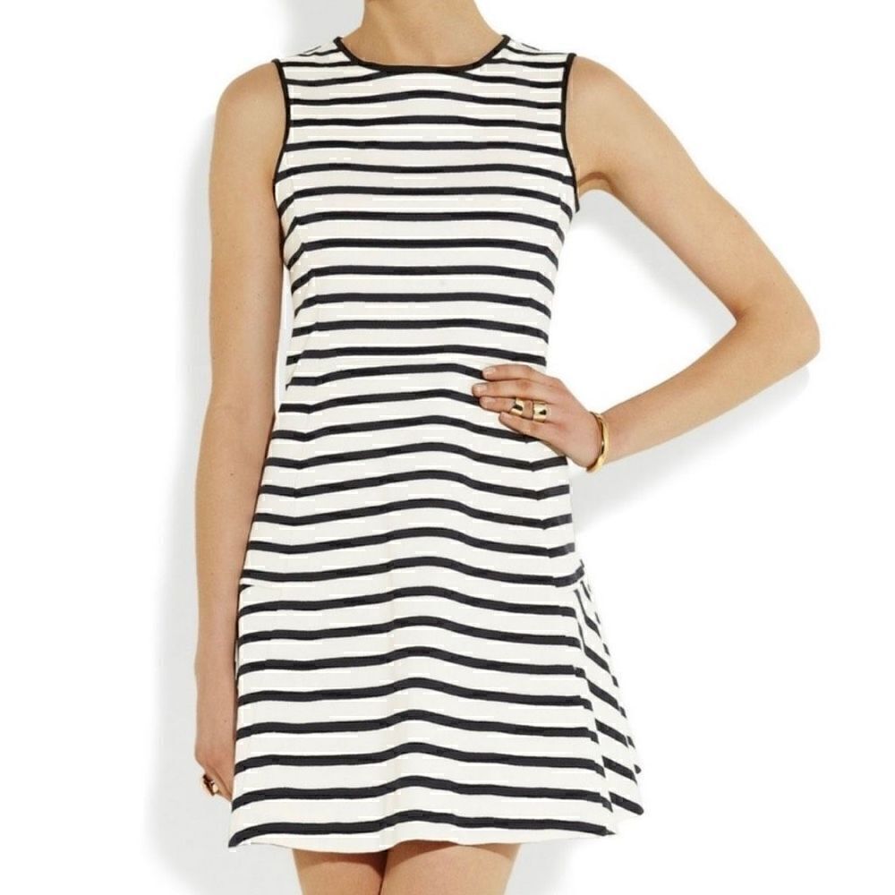 Theory Nikay B Striped Sleeveless Mini Dress Cream & Navy Women’s size 8
